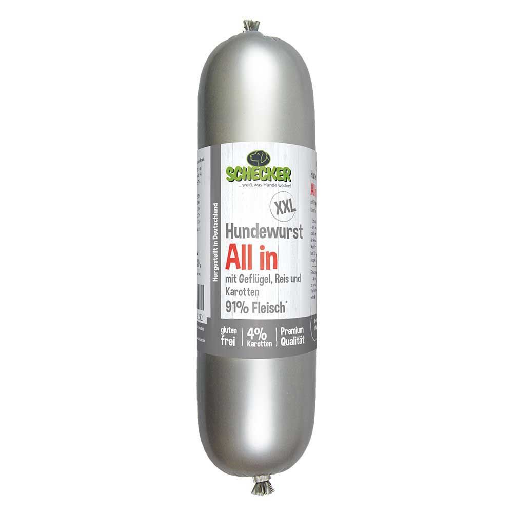 Hundewurst All in mit Geflügel, Reis & Karotten Hundewurst All in mit Geflügel, Reis & Karotten